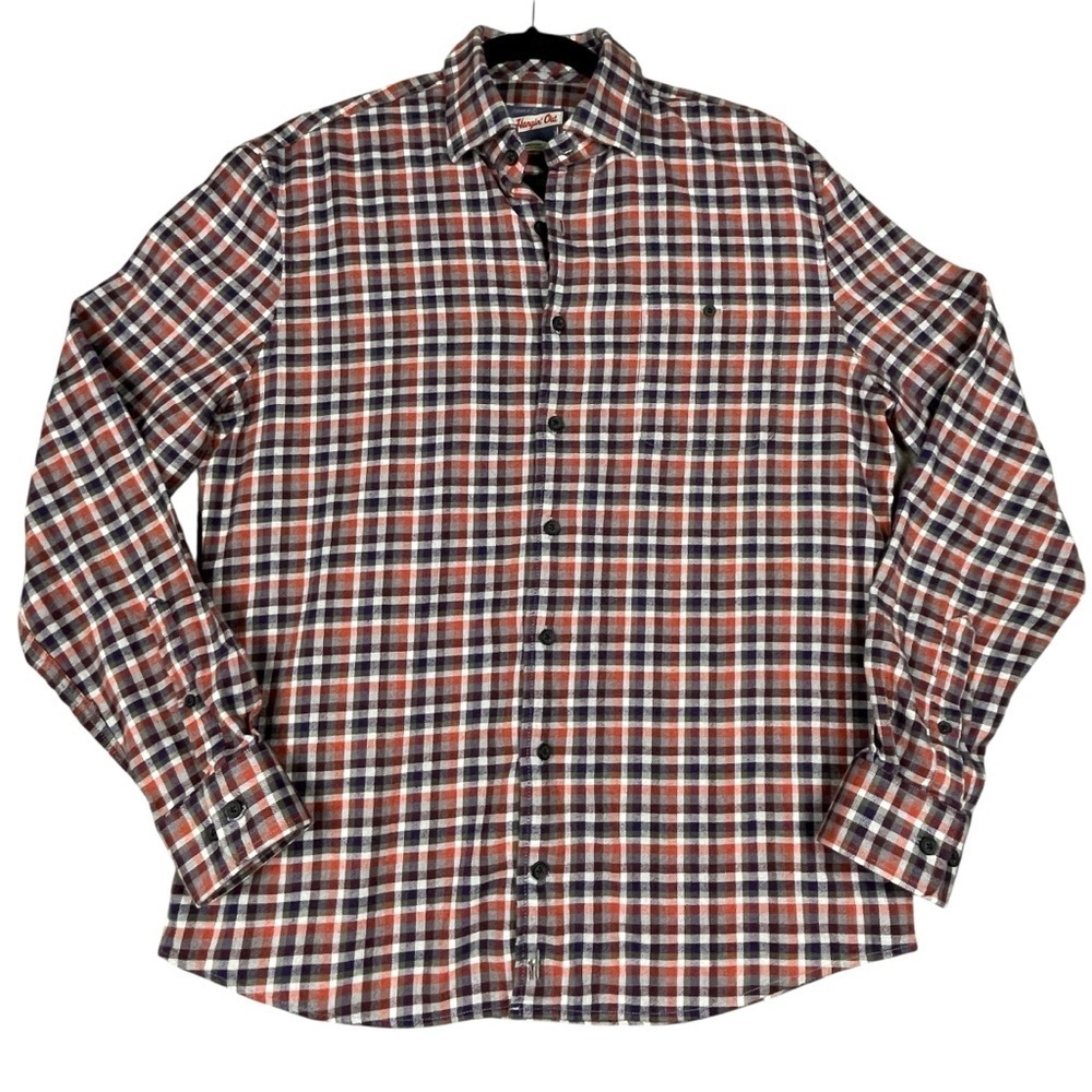 Johnnie-O Shirt Orange Plaid Flannel Hangin' Out Preppy Casual Workwear Sz M
